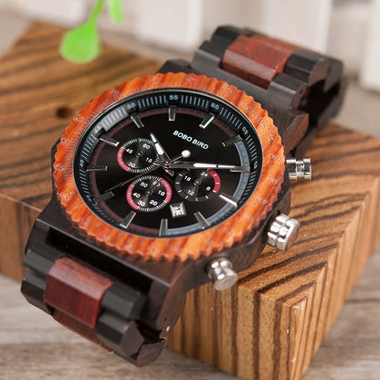 51mm Big Size Men Watch BOBO BIRD relogio masculino Wooden Quartz Top Luxury Watches for Dad Personalized Gift reloj mujer