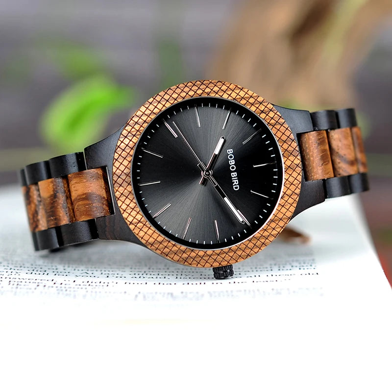 BOBO BIRD Men's Watch Sunglasses Set Wooden Timepieces Japan Movement Quartz Watches Men Great Custom Gift reloj hombre