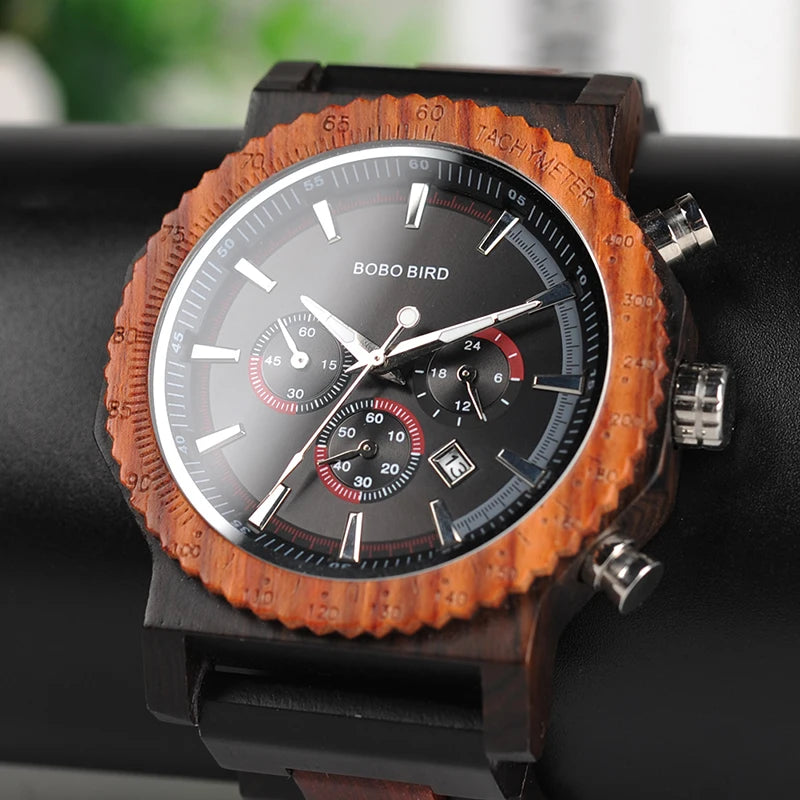 51mm Big Size Men Watch BOBO BIRD relogio masculino Wooden Quartz Top Luxury Watches for Dad Personalized Gift reloj mujer