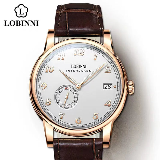 Lobinni Switzerland Luxury Brand 2021 New Products Mens Watch Mini Rotor Movement Watch Super Thin Automatic Mechanical Watch