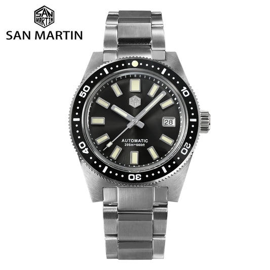 San Martin 41mm 62mas V4 Diver Mens Watch NH35 Automatic Mechanical Watches Sapphire Glass Date Window 200m Waterproof Luminous